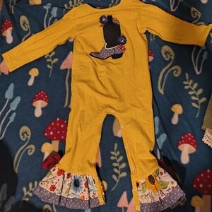 Yellow Kids One Piece Bodysuit with Boot Design